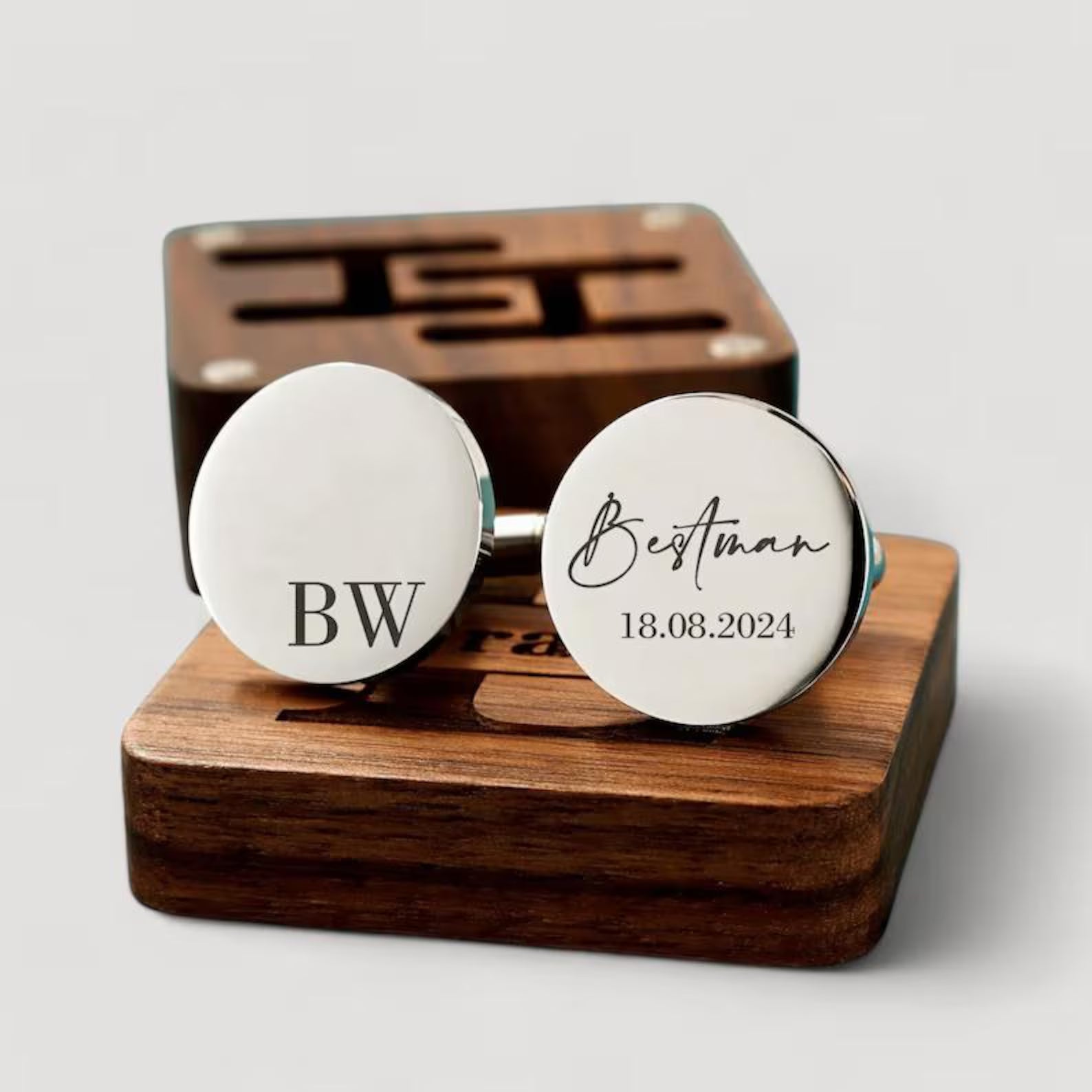 Custom Engraved Cufflinks for Men (Groom / Groomsmen / Husband / Dad)