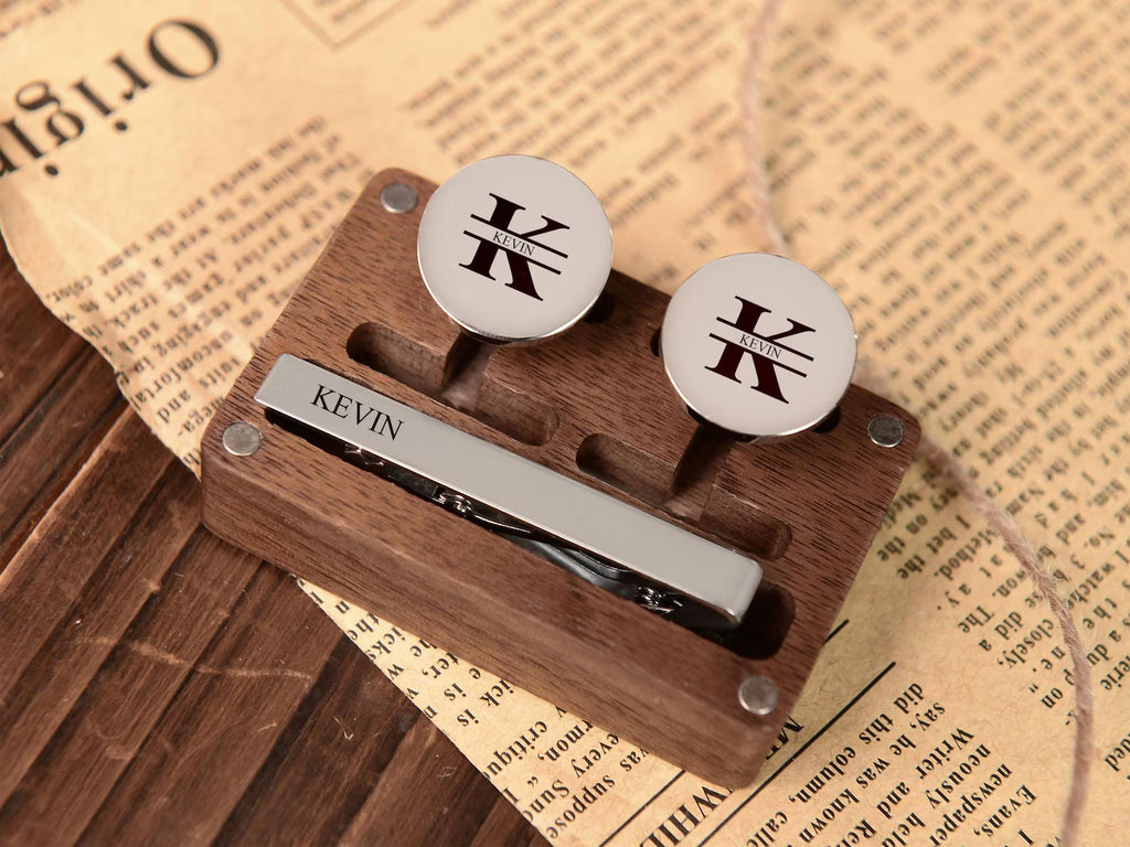 Custom Engraved Cufflinks for Men (Groom / Groomsmen / Husband / Dad)