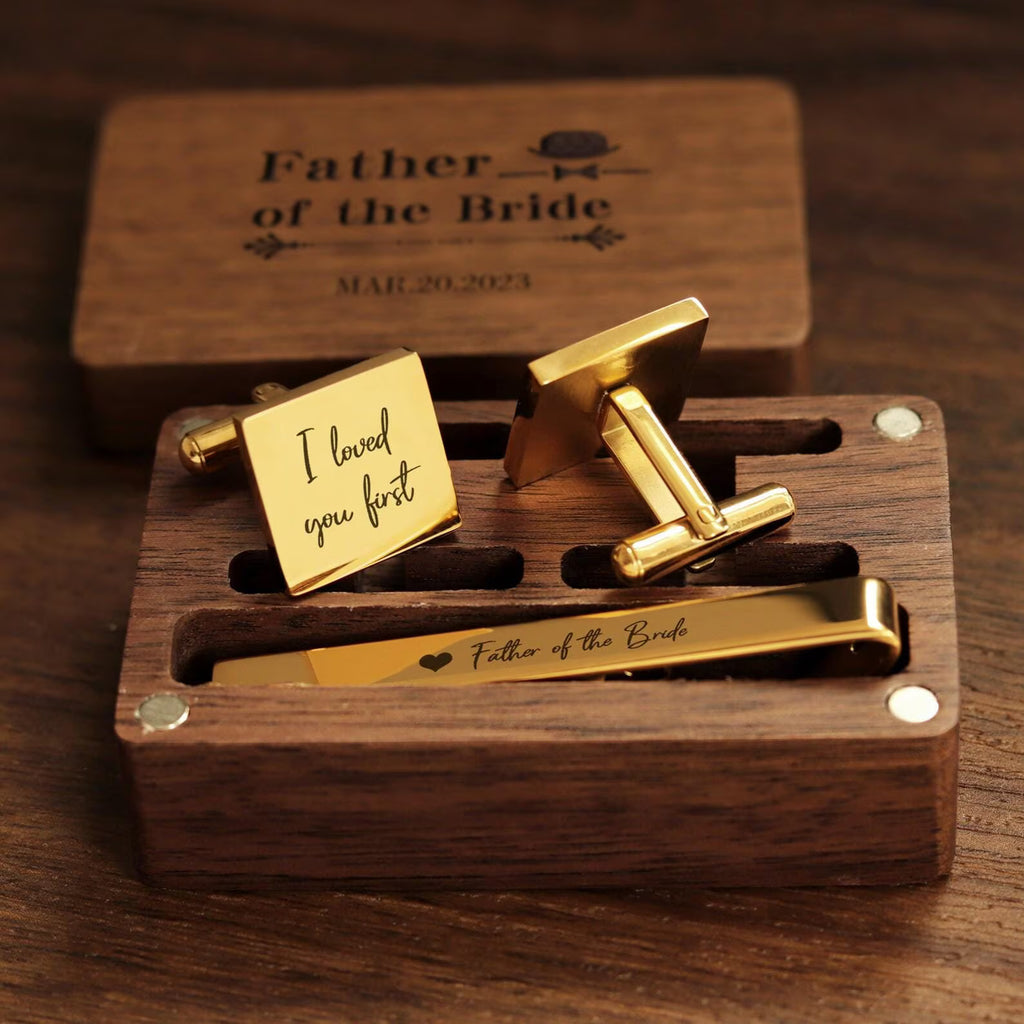 Custom Engraved Cufflinks for Men (Groom / Groomsmen / Husband / Dad)