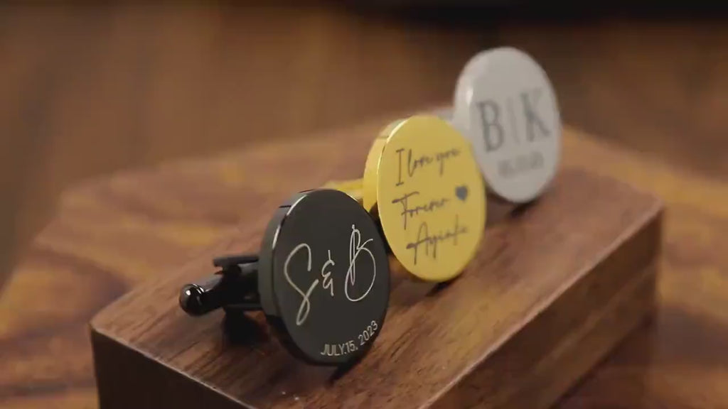 Custom Engraved Cufflinks for Men (Groom / Groomsmen / Husband / Dad)