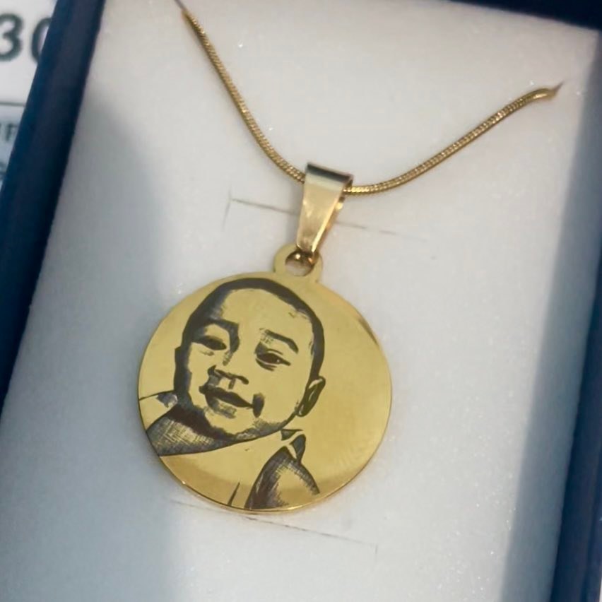 Engraved Photo Memory Necklace